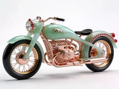 Luxury Jeweled Jade and Rose Gold Cruiser Low-poly 3D model