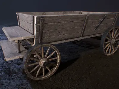 western style cart wagon Low-poly 3D model