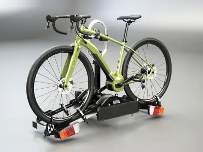 Electric Gravel Bicycle and Towbar Carrier 3D model
