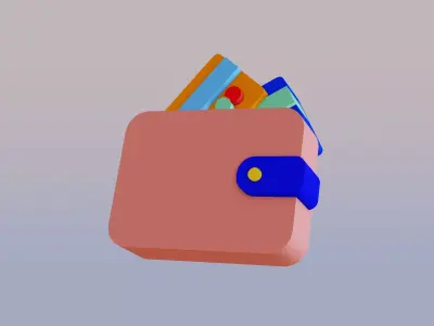 wallet and card icon in 3d icon or 3d illustration Free 3D model