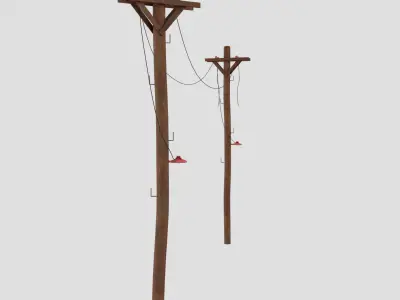 Old Wood Lamp Post Low-poly 3D model