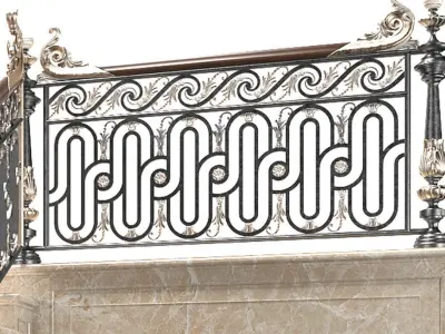 staircase 2 ornate with carpet 3D model