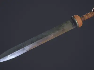Gladius sword with wooden handle Low-poly 3D model
