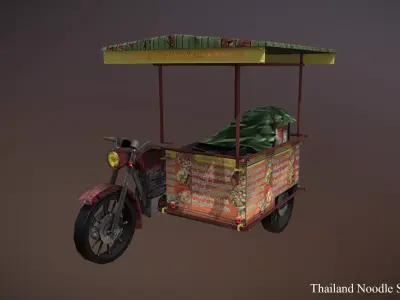thailand noodle shop low poly Low-poly 3D model