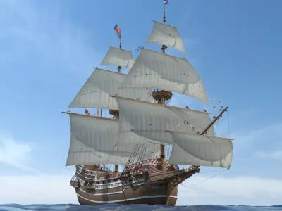English Galleon HMS Revenge 1577 3D model