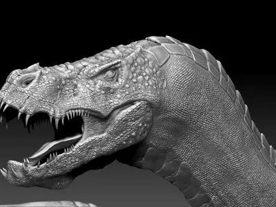 Dinosaur Iron Fire Dragon Sculpt Project 3D model