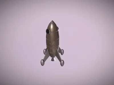 Space Sci-fi Rocket low poly game ready Low-poly 3D model