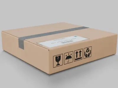 Cube Flat Cardboard Box - Rigged and Fully Customizable Low-poly 3D model