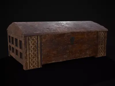 Rustic Medieval Wooden Curved Chest Low-poly 3D model