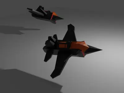 3D Low Poly Plane two fighter jets flying in air 3D model