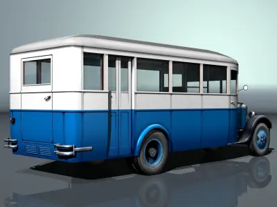 ZIS-8 city bus Low-poly 3D model