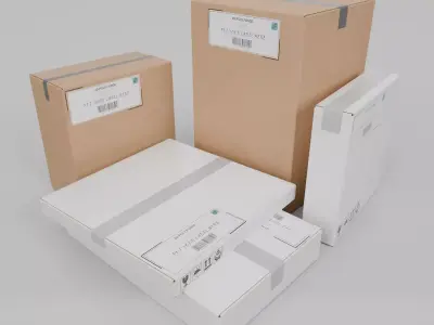 Ultimate White and Corrugated Box Set - Rigged and Customizable 3D Model Pack