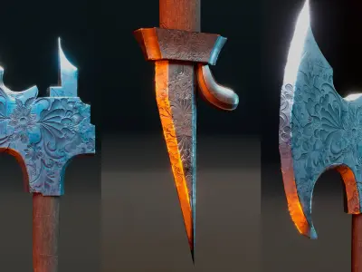 Viking axe Low-poly 3D model 27