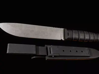 Tactical Knife with Plastic Sheats Low-poly 3D model