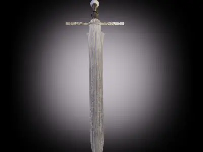 Two-handed sword PBR low-poly game ready Low-poly 3D model