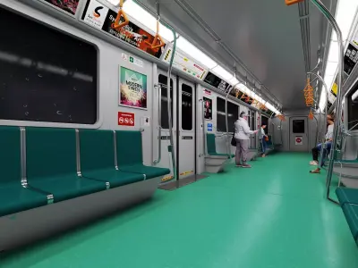 Modern Subway Metro Carriage Interior PBR Game Ready Low-poly 3D model