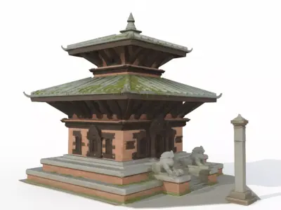 Historic Pagoda Temple Architecture  Ultra Detailed 3D Asset Low-poly 3D model