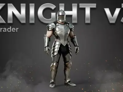 Armored Knight V3 LOW and HIGH POLY BOTH Low-poly 3D model