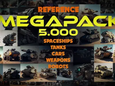 5 000 Spaceships Tanks Cars Weapons Robots references 3D model
