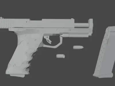 Futurist 9mm Pistol Low-poly 3D model