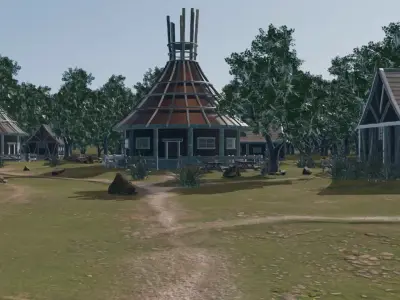 Tribal Village In Nature 3D model