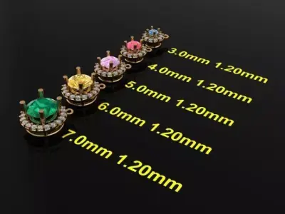 Dainty Round Halo Pendant Mix Sizes 4mm 5mm 6mm 7mm 3D print model