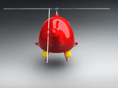 Vintage Red Helicopter 3D Model  3D model