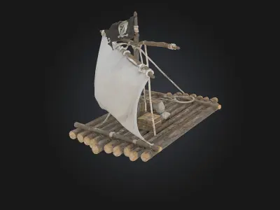 Pirate Raft Model  Adventure on the Open Waters 3D model