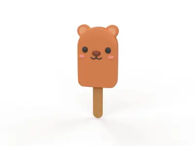 Cartoon Bear Ice Cream Cute  Low-poly 3D model