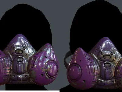 Gas mask helmet 3d model scifi  Low-poly 3D model 7