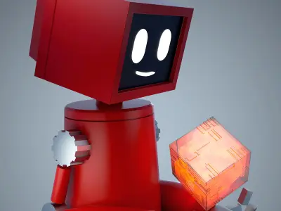 Cartoon Robot scifi machine android Core cube future power 3D model