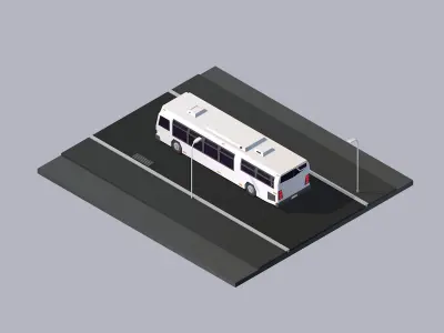 Cartoon Low Poly New York City Bus Low-poly 3D model