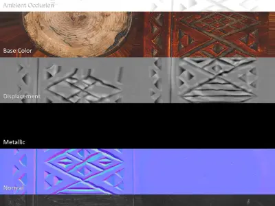  Cylindrical Carved Wooden Box Model 