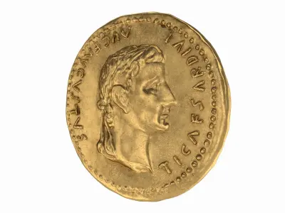Old Golden Roman coins 3D model