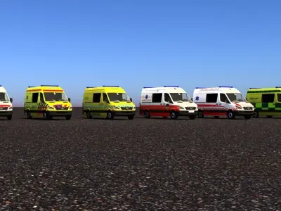 Mercedes-Benz Sprinter 311CDI Ambulance Vehicle 3D Model Pack