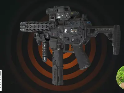 Tactical Cyberpunk SMG 3D model purchase