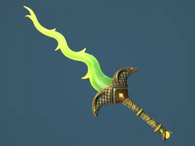 Snake two handed sword Low-poly 3D model