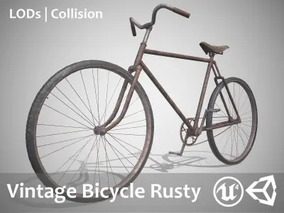 Vintage Bicycle Rusty - Updated for 2021 Low-poly 3D model
