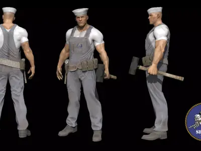 WW2 Navy Seabee- 3d Printable 3D print model