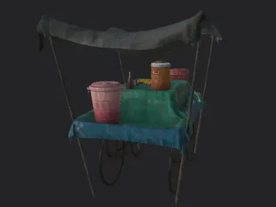 Lemon Water Cart Low-poly 3D model