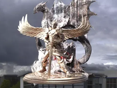 Serafim Warrior Sculpture Dragon  3D model