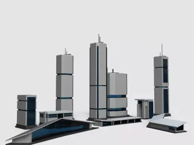 Sci-Fi Buildings Set 3D model