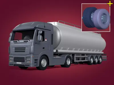 Generic Semi Trailer Fuel Truck with Modern Design 3D model