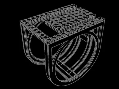 Antique Shield Diamond Ring 3D print model