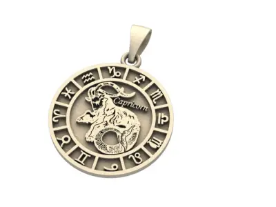 Capricorn zodiac pendant 3D print model
