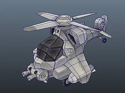 Micro Heli - Low Poly Hand Painted Low-poly 3D model