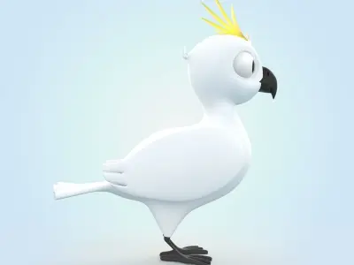 Yellow Crested Cockatoo 3D model