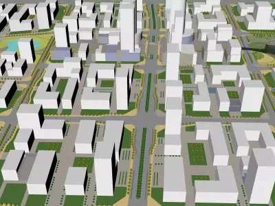Urban highrise building building ancillary building commercial 3D model 7