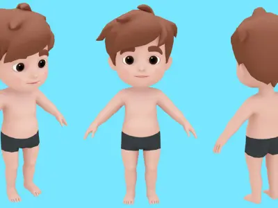 Base Mesh Pack - Cartoon Boy Kid  Low-poly 3D model