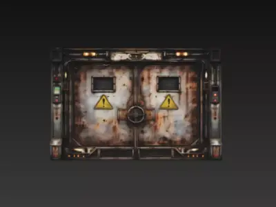 Sci-Fi Rusted Industrial Vault Door - PBR Low Poly Game Ready Low-poly 3D model